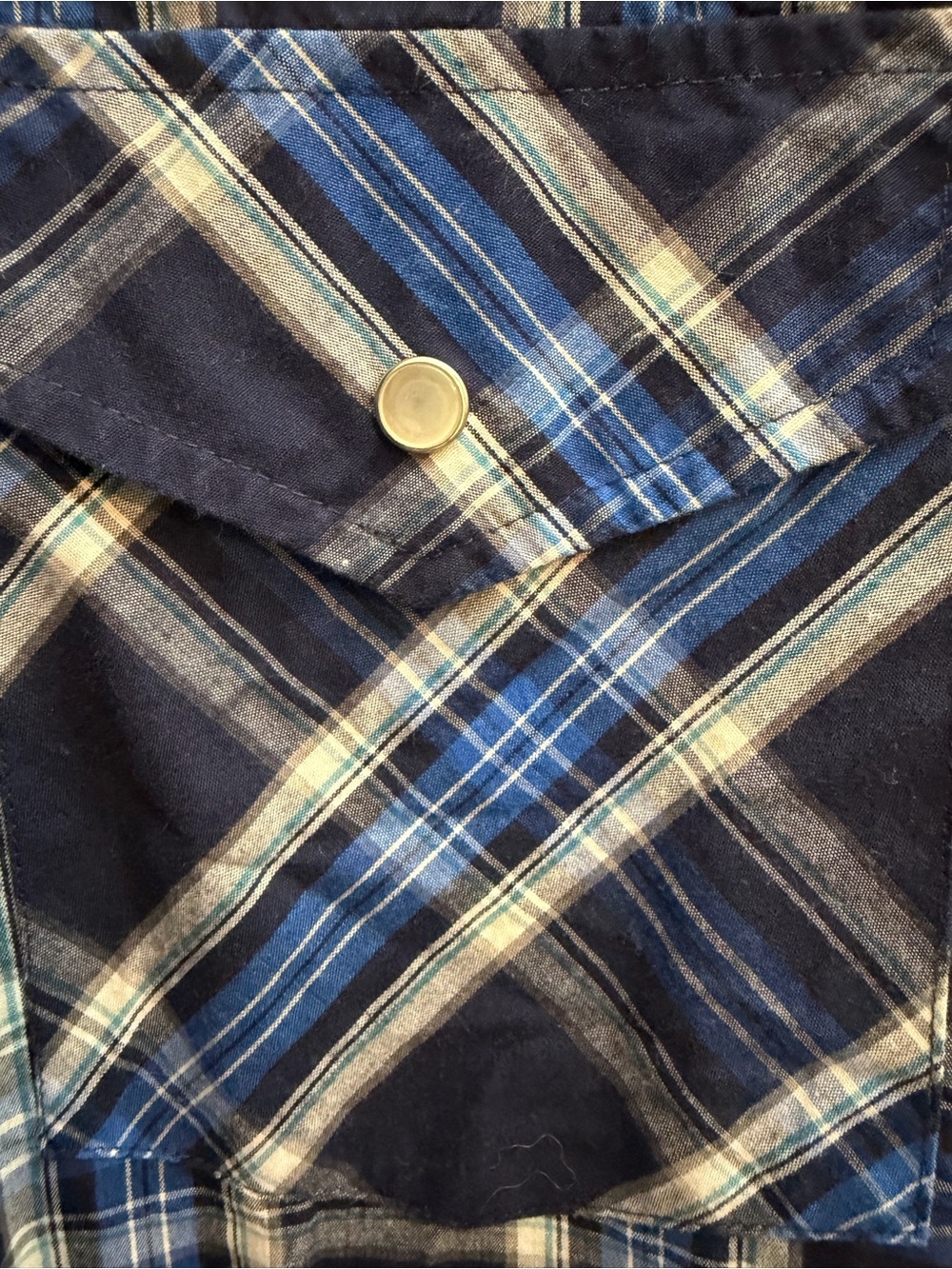 High Noon Men’s Blue Plaid Short-Sleeve Button-Down Shirt - Picture 3 of 4
